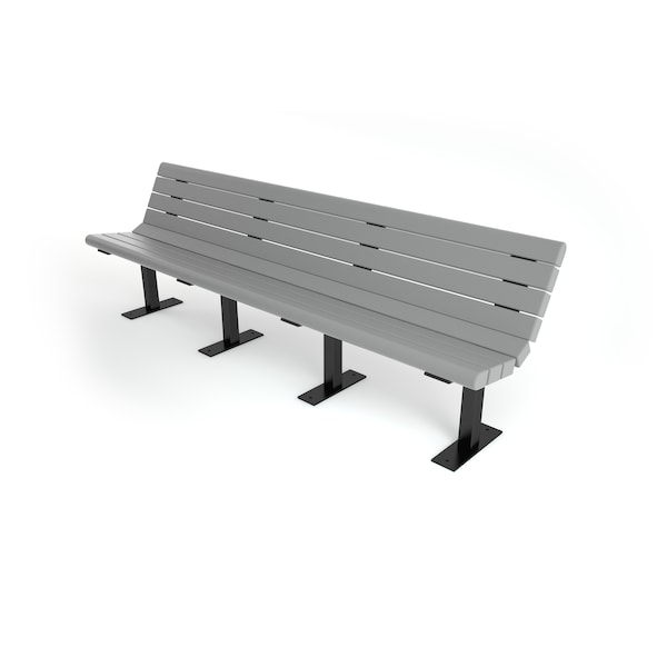 Gray 8' Jameson Bench Surface Mount w/ Black Frame